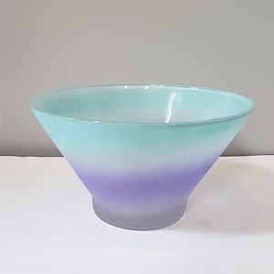 Vintage aqua blue and purple large Blendo style bowl